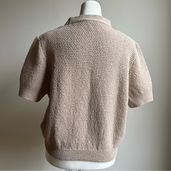Zara Star Button Knit Women’s Cardigan Short Sleeve Tan Beige Size Medium - Picture 5 of 9